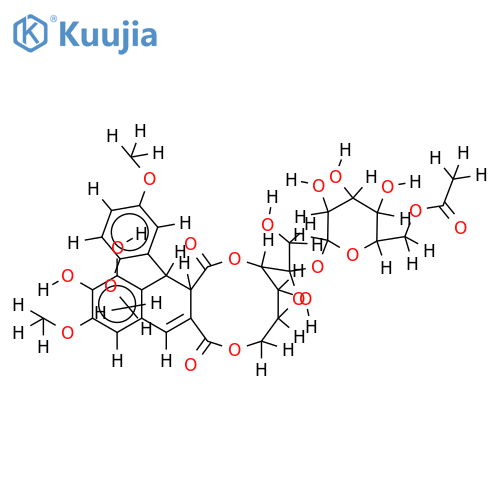 cyclic 3''->9':6''->9-[(7'S,8'R)-3,4-dihydroxy-2',5,5'-trimethoxy-2,7'-cycloligna-7-ene-9,9'-dicarbonyl]-6'''-acetylsucroside structure