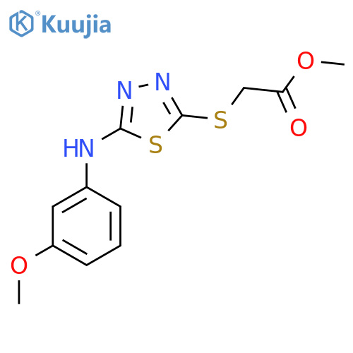 methyl 2-({5-(3-methoxyphenyl)amino-1,3,4-thiadiazol-2-yl}sulfanyl)acetate structure