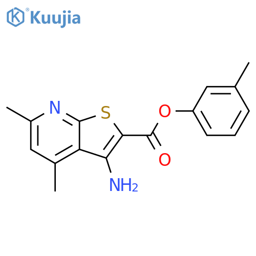 3-methylphenyl 3-amino-4,6-dimethylthieno2,3-bpyridine-2-carboxylate structure