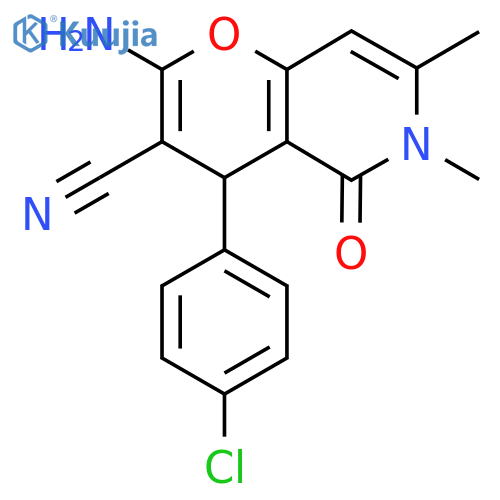 2-amino-4-(4-chlorophenyl)-6,7-dimethyl-5-oxo-4H,5H,6H-pyrano3,2-cpyridine-3-carbonitrile structure