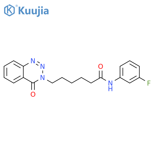 N-(3-fluorophenyl)-6-(4-oxo-3,4-dihydro-1,2,3-benzotriazin-3-yl)hexanamide structure
