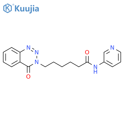 6-(4-oxo-3,4-dihydro-1,2,3-benzotriazin-3-yl)-N-(pyridin-3-yl)hexanamide structure