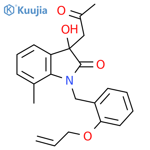 3-hydroxy-7-methyl-3-(2-oxopropyl)-1-{2-(prop-2-en-1-yloxy)phenylmethyl}-2,3-dihydro-1H-indol-2-one structure