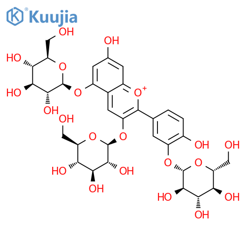 1-Benzopyrylium,3,5-bis(b-D-glucopyranosyloxy)-2-[3-(b-D-glucopyranosyloxy)-4-hydroxyphenyl]-7-hydroxy-,chloride (9CI) structure