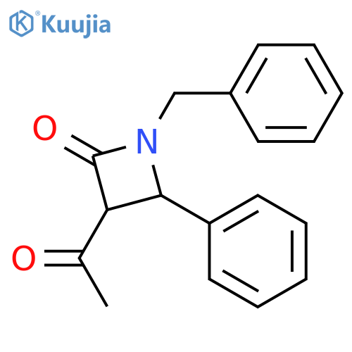 2-Azetidinone, 3-acetyl-4-phenyl-1-(phenylmethyl)-, trans- structure