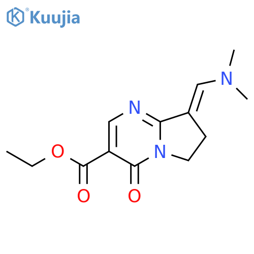 Pyrrolo[1,2-a]pyrimidine-3-carboxylic acid, 8-[(dimethylamino)methylene]-4,6,7,8-tetrahydro-4-oxo-, ethyl ester, (8E)- structure