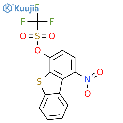Methanesulfonic acid, trifluoro-, 1-nitro-4-dibenzothienyl ester structure