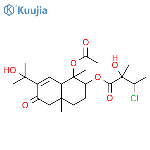Butanoic acid, 3-chloro-2-hydroxy-2-methyl-,1-(acetyloxy)-1,2,3,4,4a,5,6,8a-octahydro-7-(1-hydroxy-1-methylethyl)-1,4a-dimethyl-6-oxo-2-naphthalenyl ester structure