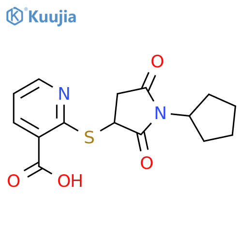 2-(1-cyclopentyl-2,5-dioxopyrrolidin-3-yl)sulfanylpyridine-3-carboxylic acid structure