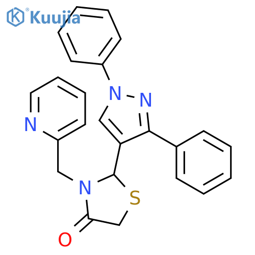 4-Thiazolidinone, 2-(1,3-diphenyl-1H-pyrazol-4-yl)-3-(2-pyridinylmethyl)- structure