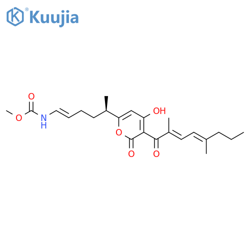 Carbamic acid,[(1E,5R)-5-[3-[(2E,4E)-2,5-dimethyl-1-oxo-2,4-octadienyl]-4-hydroxy-2-oxo-2H-pyran-6-yl]-1-hexenyl]-,methyl ester (9CI) structure