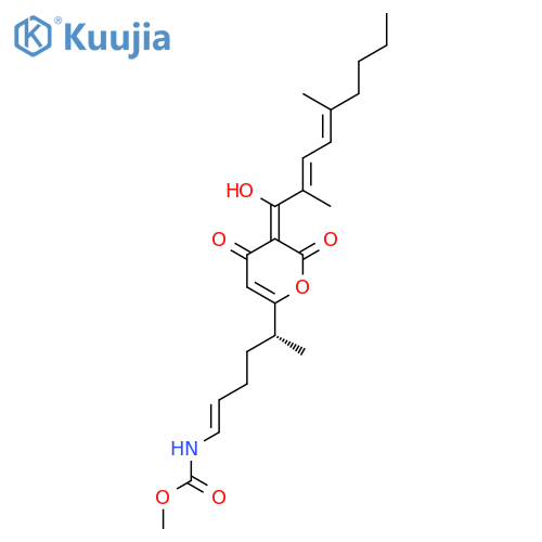 Carbamic acid,N-[(1E,5R)-5-[3-[(2E,4E)-2,5-dimethyl-1-oxo-2,4-nonadien-1-yl]-4-hydroxy-2-oxo-2H-pyran-6-yl]-1-hexen-1-yl]-,methyl ester structure