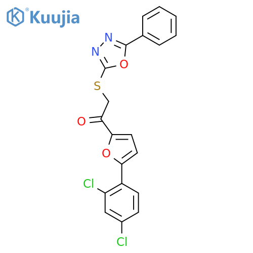1-5-(2,4-dichlorophenyl)furan-2-yl-2-(5-phenyl-1,3,4-oxadiazol-2-yl)sulfanylethan-1-one structure