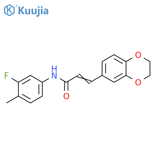 (2E)-3-(2,3-dihydro-1,4-benzodioxin-6-yl)-N-(3-fluoro-4-methylphenyl)prop-2-enamide structure