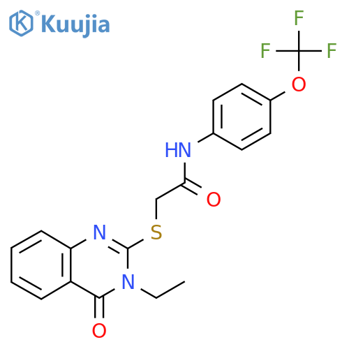 2-[(3-Ethyl-4-oxo-3,4-dihydroquinazolin-2-yl)sulfanyl]-N-[4-(trifluoromethoxy)phenyl]acetamide structure