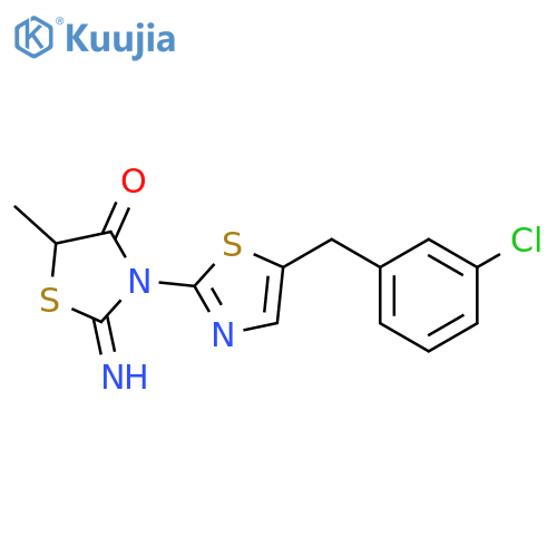 3-{5-(3-chlorophenyl)methyl-1,3-thiazol-2-yl}-2-imino-5-methyl-1,3-thiazolidin-4-one structure