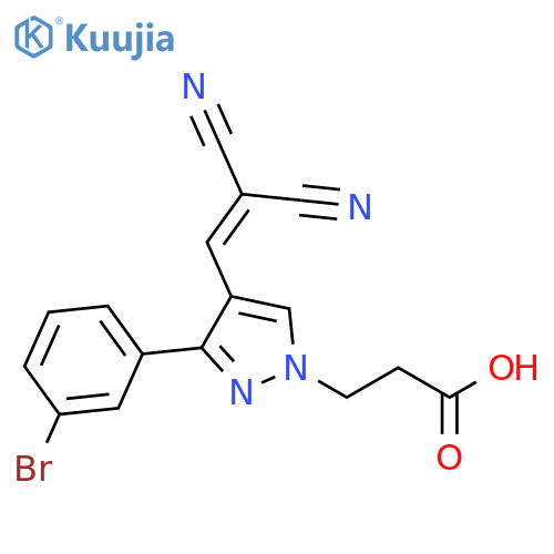 3-3-(3-bromophenyl)-4-(2,2-dicyanoeth-1-en-1-yl)-1H-pyrazol-1-ylpropanoic acid structure