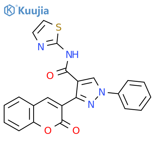 3-(2-oxo-2H-chromen-3-yl)-1-phenyl-N-(1,3-thiazol-2-yl)-1H-pyrazole-4-carboxamide structure