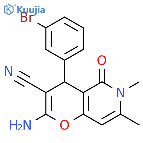 2-amino-4-(3-bromophenyl)-6,7-dimethyl-5-oxo-4H,5H,6H-pyrano3,2-cpyridine-3-carbonitrile structure