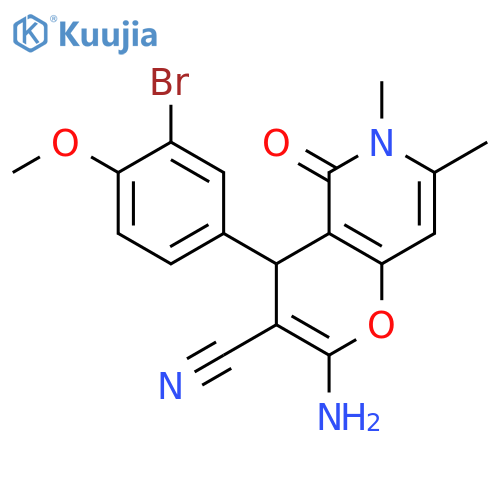 2-amino-4-(3-bromo-4-methoxyphenyl)-6,7-dimethyl-5-oxo-4H,5H,6H-pyrano3,2-cpyridine-3-carbonitrile structure