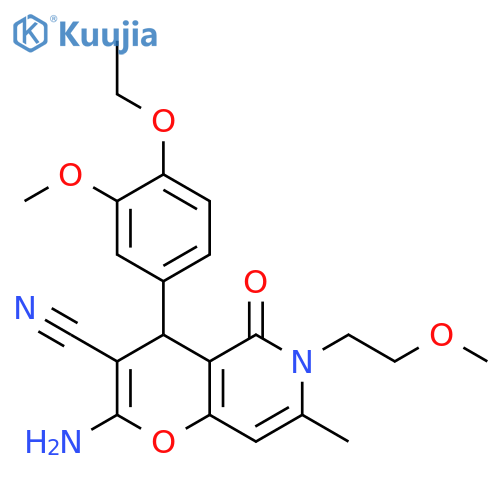 2-amino-4-(4-ethoxy-3-methoxyphenyl)-6-(2-methoxyethyl)-7-methyl-5-oxo-4H,5H,6H-pyrano3,2-cpyridine-3-carbonitrile structure