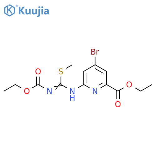 2-Pyridinecarboxylic acid,4-bromo-6-[[[(ethoxycarbonyl)amino](methylthio)methylene]amino]-,ethyl ester structure