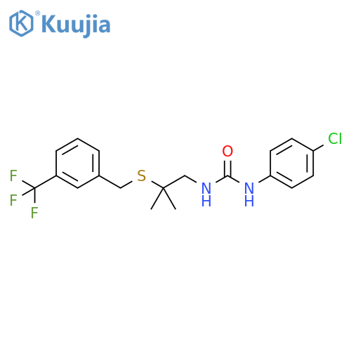 1-(4-chlorophenyl)-3-[2-methyl-2-({[3-(trifluoromethyl)phenyl]methyl}sulfanyl)propyl]urea structure