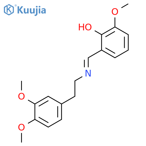 Phenol, 2-[[[2-(3,4-dimethoxyphenyl)ethyl]imino]methyl]-6-methoxy- structure