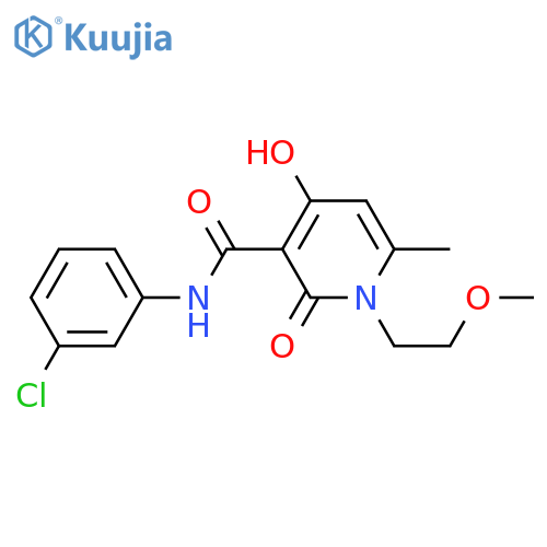 N-(3-chlorophenyl)-4-hydroxy-1-(2-methoxyethyl)-6-methyl-2-oxo-1,2-dihydropyridine-3-carboxamide structure