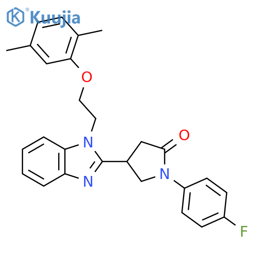 4-{1-2-(2,5-dimethylphenoxy)ethyl-1H-1,3-benzodiazol-2-yl}-1-(4-fluorophenyl)pyrrolidin-2-one structure