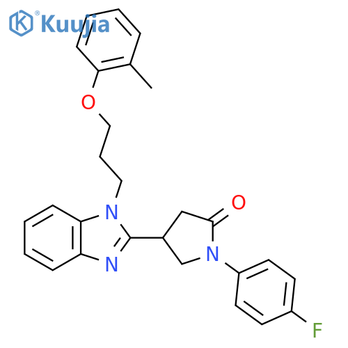 1-(4-fluorophenyl)-4-{1-3-(2-methylphenoxy)propyl-1H-1,3-benzodiazol-2-yl}pyrrolidin-2-one structure