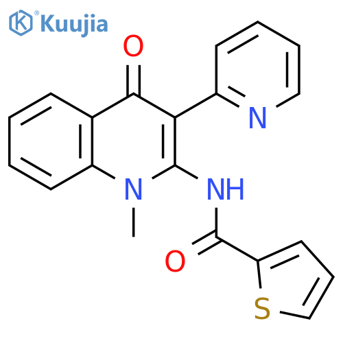 N-1-methyl-4-oxo-3-(pyridin-2-yl)-1,4-dihydroquinolin-2-ylthiophene-2-carboxamide structure