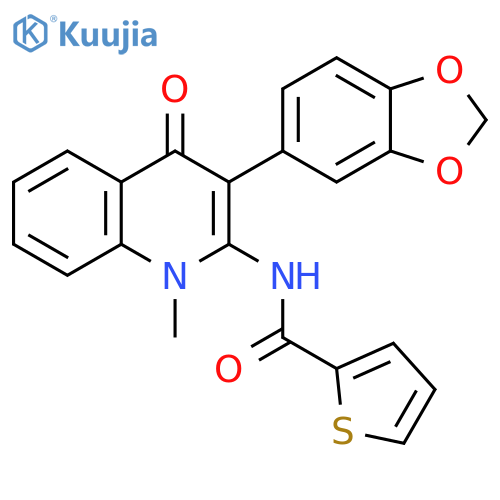 N-[3-(1,3-benzodioxol-5-yl)-1-methyl-4-oxo-1,4-dihydro-2-quinolinyl]-2-thiophenecarboxamide structure