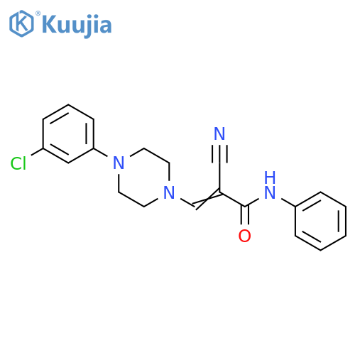 (2E)-3-4-(3-chlorophenyl)piperazin-1-yl-2-cyano-N-phenylprop-2-enamide structure