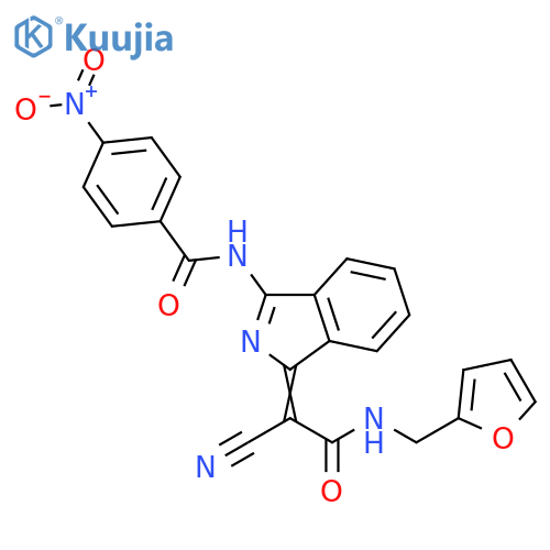N-(1Z)-1-cyano({(furan-2-yl)methylcarbamoyl})methylidene-1H-isoindol-3-yl-4-nitrobenzamide structure