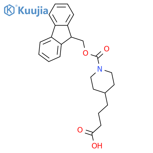 4-[1-(9H-fluoren-9-ylmethoxycarbonyl)-4-piperidyl]butanoic acid structure