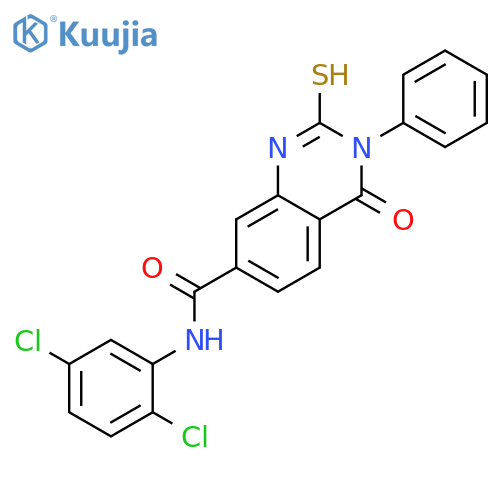 <br>2-Mercapto-4-oxo-3-phenyl-3,4-dihydro-quinazoline-7-carboxylic acid (2,5-di chloro-phenyl)-amide structure