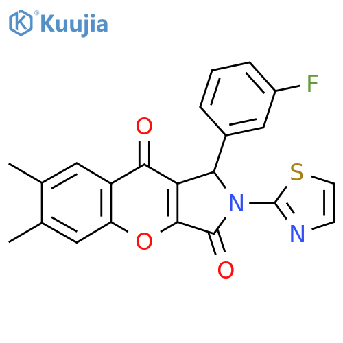 1-(3-fluorophenyl)-6,7-dimethyl-2-(1,3-thiazol-2-yl)-1H,2H,3H,9H-chromeno2,3-cpyrrole-3,9-dione structure