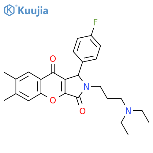 2-3-(diethylamino)propyl-1-(4-fluorophenyl)-6,7-dimethyl-1H,2H,3H,9H-chromeno2,3-cpyrrole-3,9-dione structure