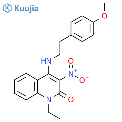 1-ethyl-4-{2-(4-methoxyphenyl)ethylamino}-3-nitro-1,2-dihydroquinolin-2-one structure