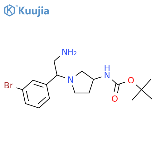 Carbamic acid,[1-[2-amino-1-(3-bromophenyl)ethyl]-3-pyrrolidinyl]-, 1,1-dimethylethyl ester(9CI) structure