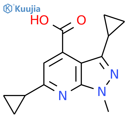 3,6-Dicyclopropyl-1-methyl-1H-pyrazolo[3,4-b]pyridine-4-carboxylic acid structure