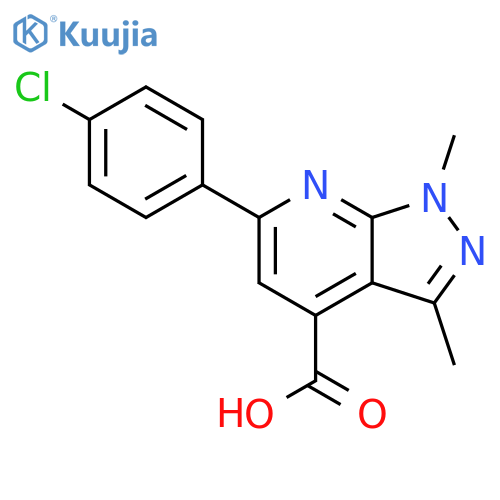 <br>6-(4-Chloro-phenyl)-1,3-dimethyl-1 H -pyrazolo[3,4- b ]pyridine-4-carboxyli c acid structure