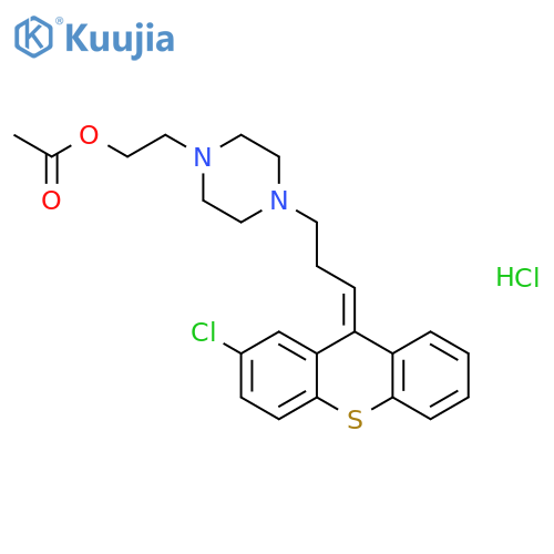 2-{4-[(3E)-3-(2-Chloro-9H-thioxanthen-9-ylidene)propyl]piperazin-1-yl}ethyl acetate--hydrogen chloride (1/1) structure