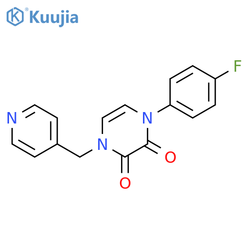 1-(4-fluorophenyl)-4-(pyridin-4-yl)methyl-1,2,3,4-tetrahydropyrazine-2,3-dione structure
