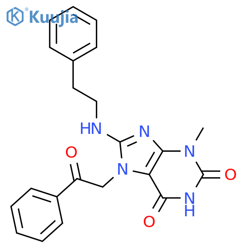 3-methyl-7-(2-oxo-2-phenylethyl)-8-(2-phenylethyl)amino-2,3,6,7-tetrahydro-1H-purine-2,6-dione structure