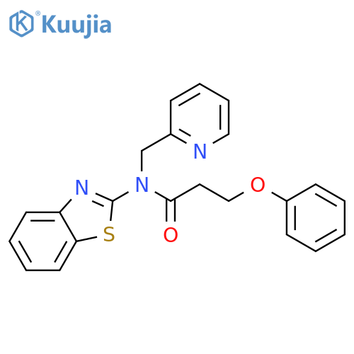 N-(1,3-benzothiazol-2-yl)-3-phenoxy-N-(pyridin-2-yl)methylpropanamide structure