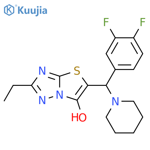 5-(3,4-difluorophenyl)(piperidin-1-yl)methyl-2-ethyl-1,2,4triazolo3,2-b1,3thiazol-6-ol structure