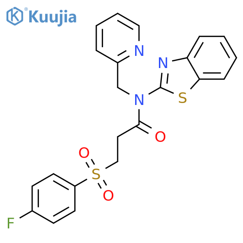 N-(1,3-benzothiazol-2-yl)-3-(4-fluorobenzenesulfonyl)-N-(pyridin-2-yl)methylpropanamide structure