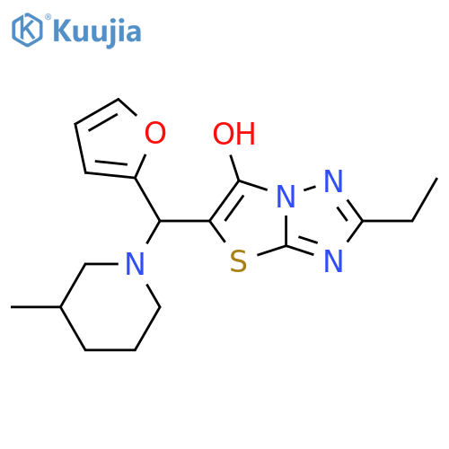 2-ethyl-5-(furan-2-yl)(3-methylpiperidin-1-yl)methyl-1,2,4triazolo3,2-b1,3thiazol-6-ol structure